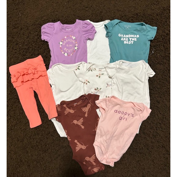 Girl Clothes 9pcs Lot Bodysuits & Leggings Size 6 Months - Picture 1 of 8